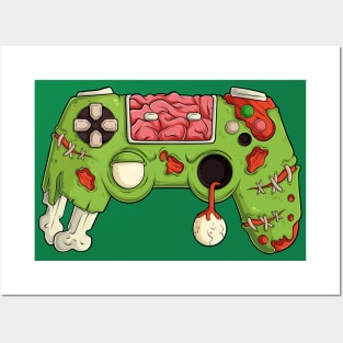 Green Video Games Gaming Gamer Halloween Zombie Controller Posters and Art